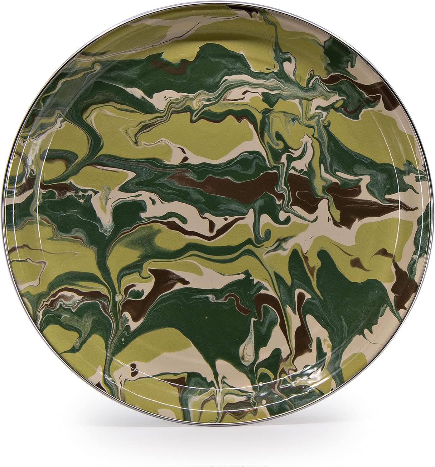 15.5-inch Golden Rabbit camouflage patterned enamelware tray