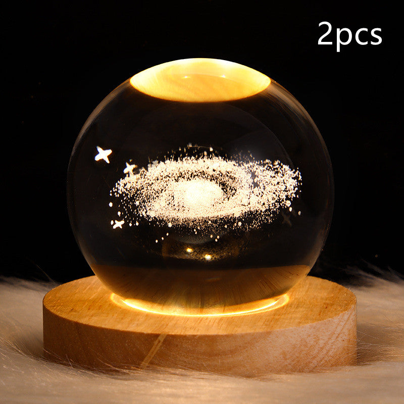 3D Galaxy Crystal Ball LED Night Light Planet Lamp Home Decor