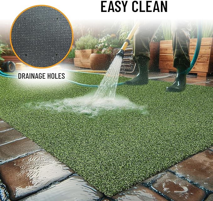 Ottomanson Artificial Turf Golf Hitting Mat 3' x 25' Indoor/Outdoor Waterproof Synthetic Fake Grass for Putting Practice Baseball Football Sports Gym Backyard, Custom Size 2' up to 30'