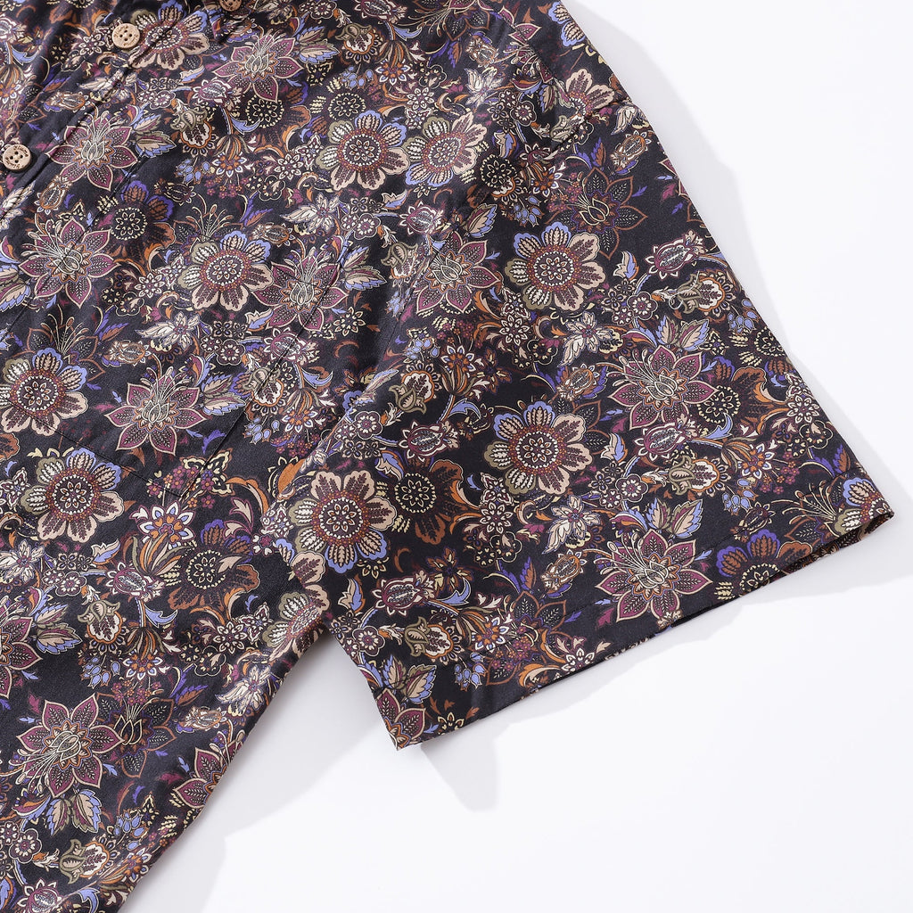 Men's Vintage Bouquet Cotton Short Sleeve Hawaiian Aloha Shirt