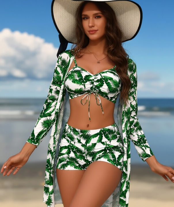 Women's 3-Piece Long Sleeve Floral Swimsuit Set