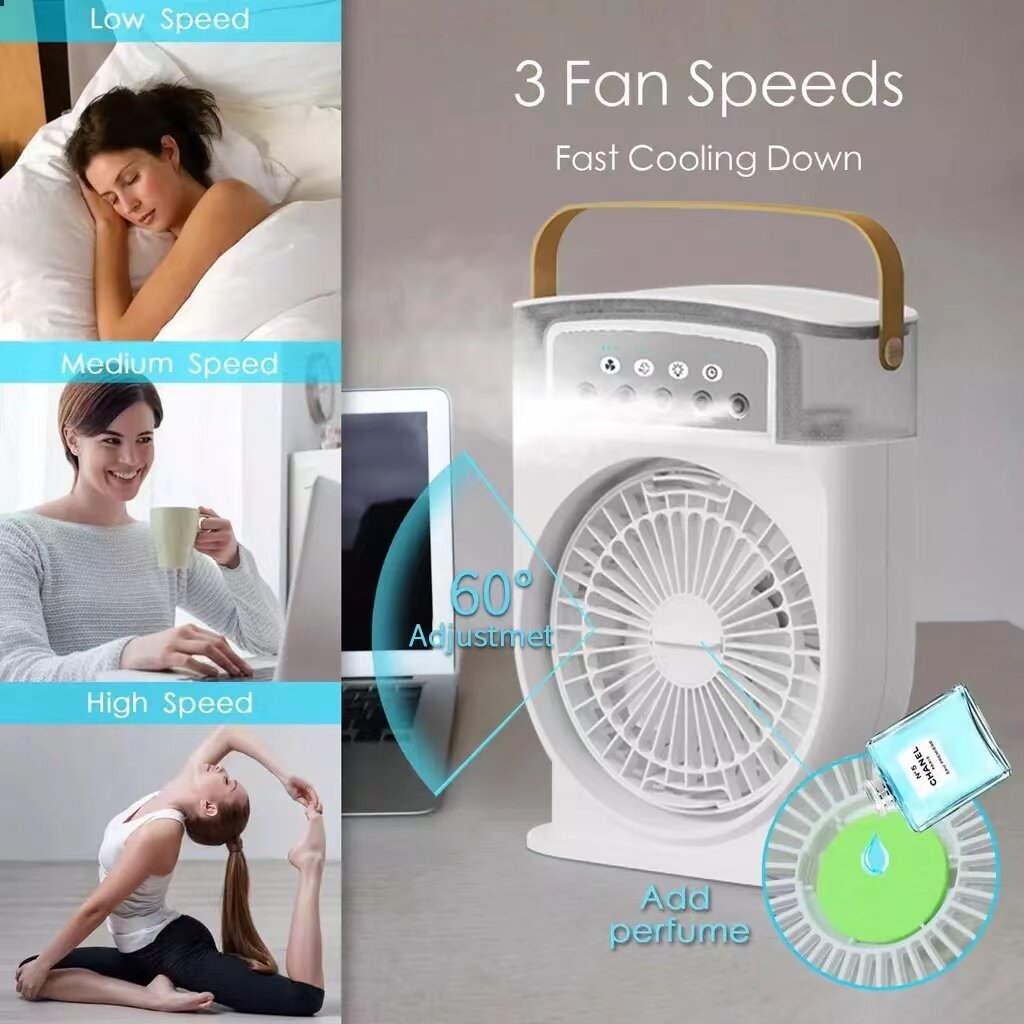 Portable 5-Spray USB Air Cooler & Humidifier with 7 LED Lights