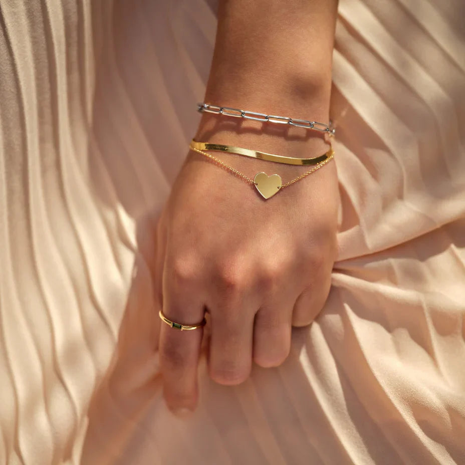 Lame d'Or 2.8mm Herringbone Bracelet in 14K Yellow Gold