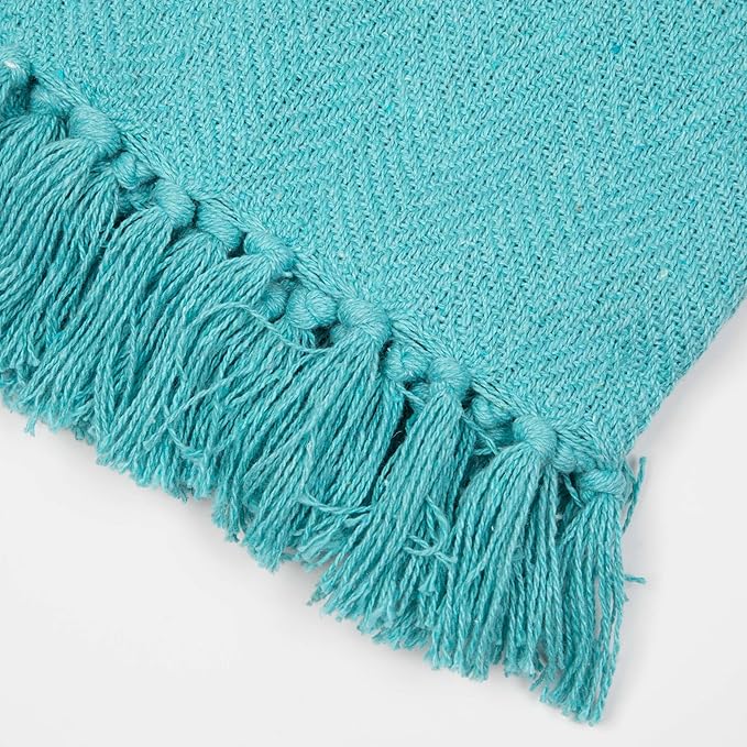 Arkwright Common Ground Bulk Blankets - Pack of 12 - Reversible 100% Cotton All Season Lightweight Couch Bed Throws for Wedding Guests, Travel, and Outdoor Events, 50 x 70 in, Aqua