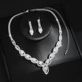 Women 2 Pcs Gold Tone Twisted Marquise Rhinestone Jewelry Set,Necklace And Dangle Earrings,Elegant Bridal Costume Accessories For Wedding Banquet Party Occasion