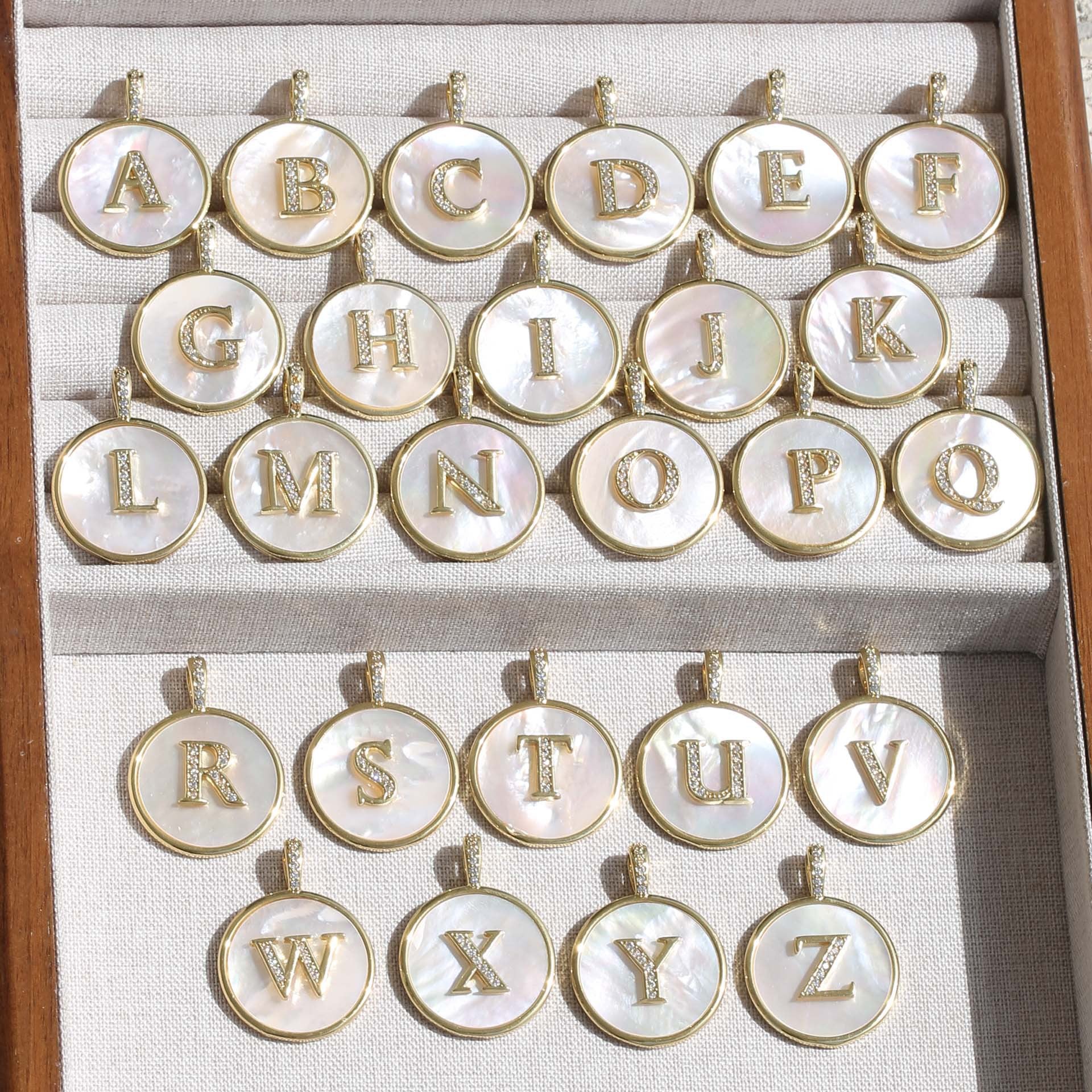 Gold Shell Initial Pendant Necklace Personalized Alphabet Charm