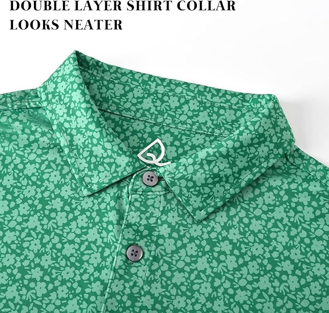 Men's Quick Dry Performance Polo Shirt - Athletic Print Golf Top