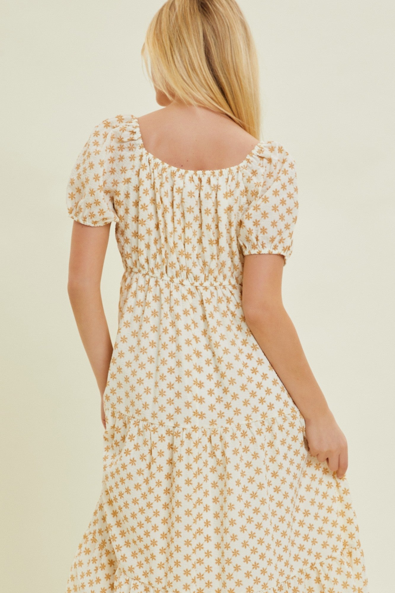 Yellow Floral Tiered Maxi Dress with Sweetheart Neckline