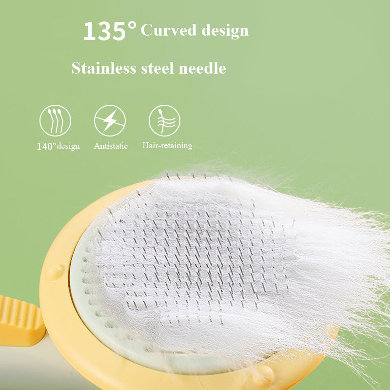 Modern Minimalist Self-Cleaning Pet Grooming Brush - 8-Inch Comb