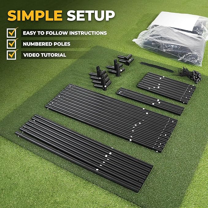 Golf Simulator Enclosure with Impact Display Projection Screen, use with All Golf Launch Simulators and Monitors.