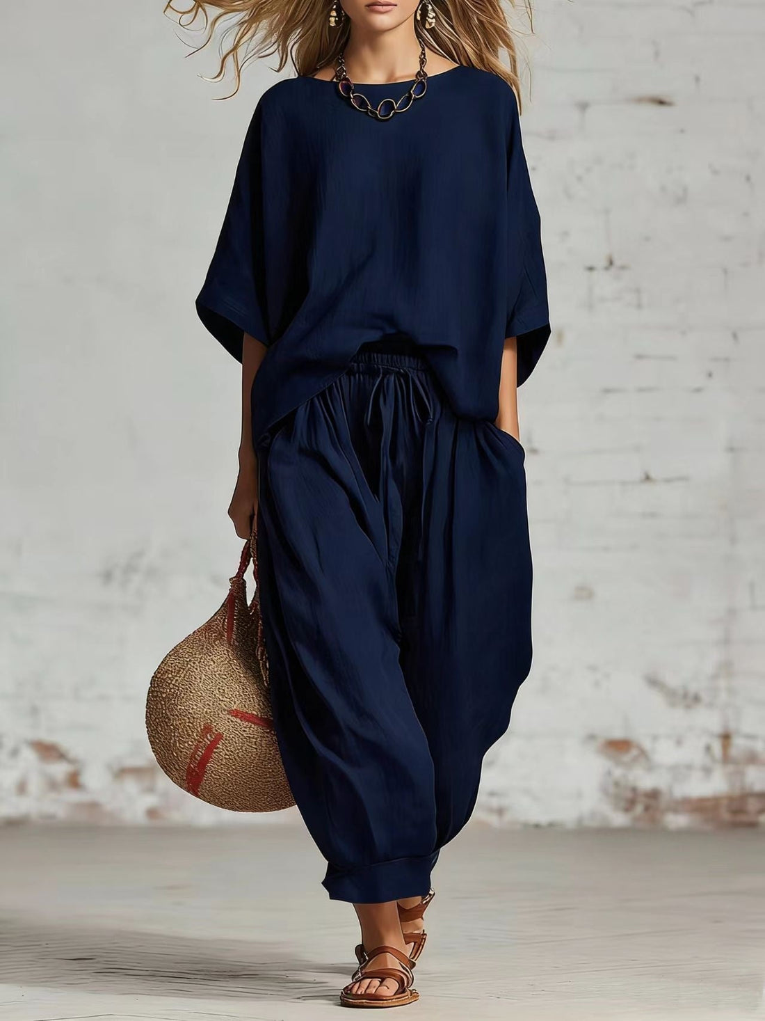 Women's Loose Casual Two-Piece Set T-Shirt and Drawstring Pants - Image 8
