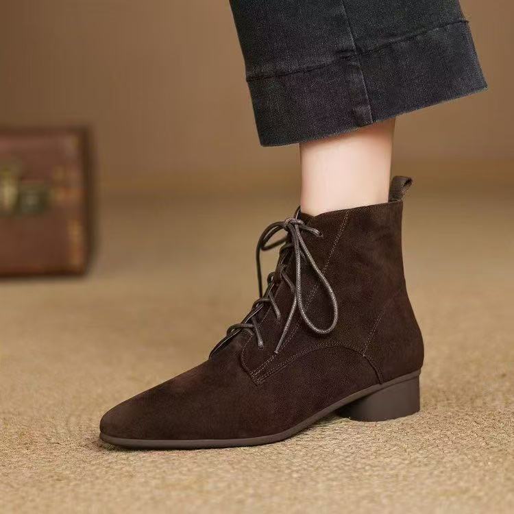 Maillard Matte Pointed Low-Heel Ankle Boots Women