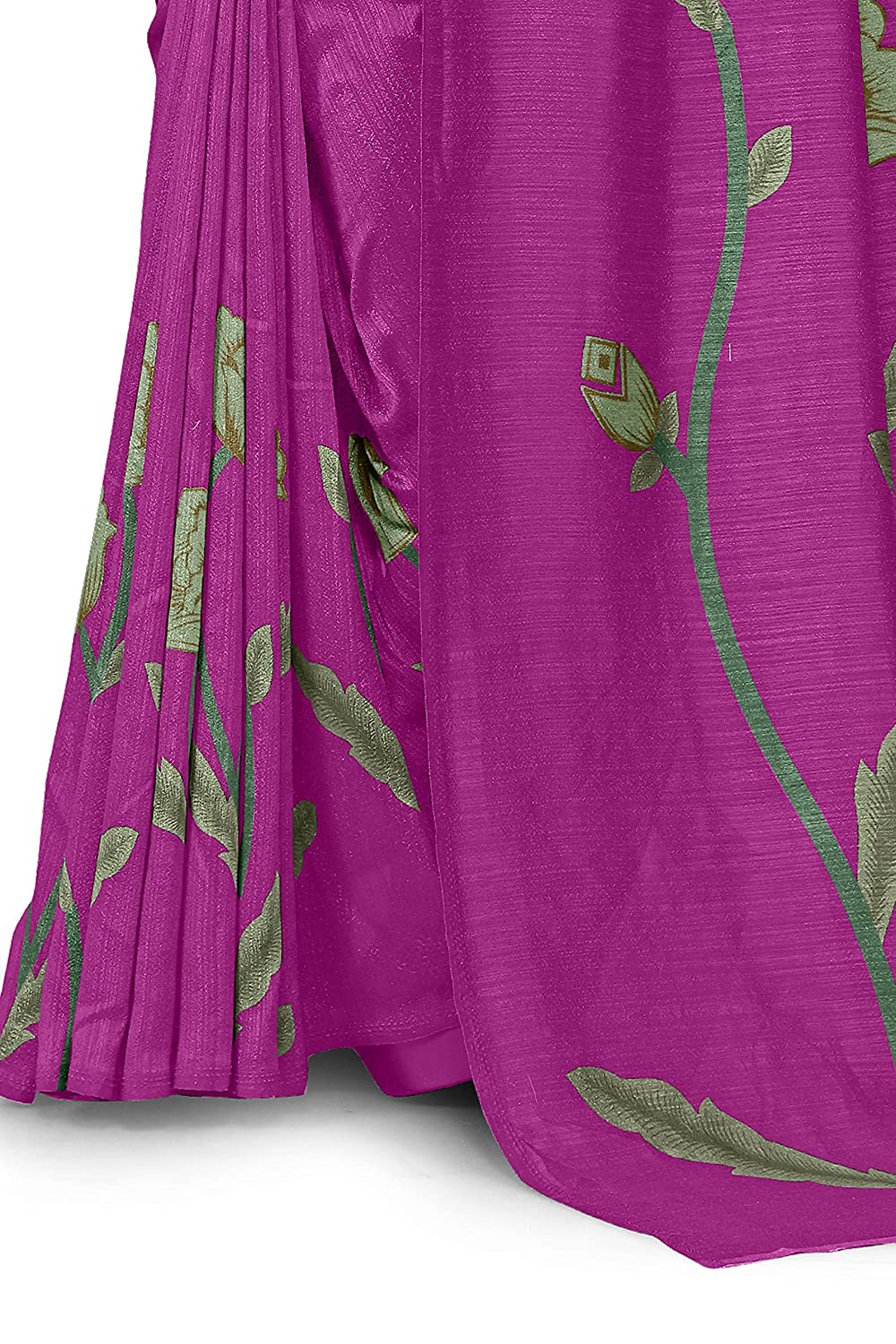 Women's Pink Vichitra Silk Floral Printed Saree with Matching Blouse