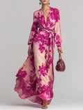 Floral Print Chiffon Tie-Up Maxi Dress - Romantic Fairy Dress