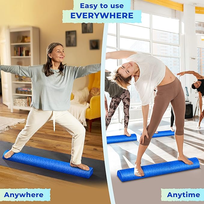 Yes4All High-Density EPP Half Round Back Roller Foam, Exercise Foam Roller for Yoga, Pilates & Stretching - 12, 18, 24, 36 inch