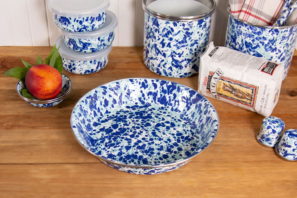 Classic 10-Inch Enamelware Pie Plate - Durable Spatterware Dish