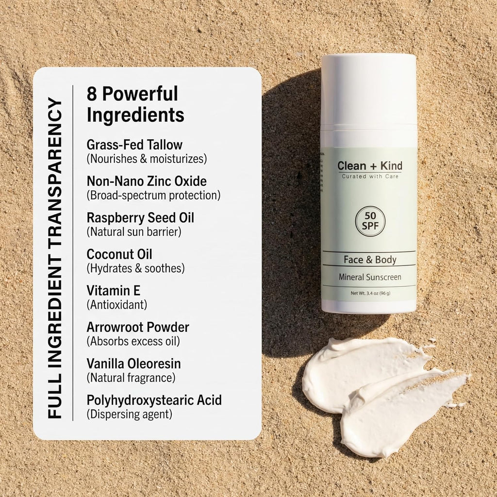 Tallow Mineral Sunscreen SPF 50 for Face and Body 3.4 oz - Image 7