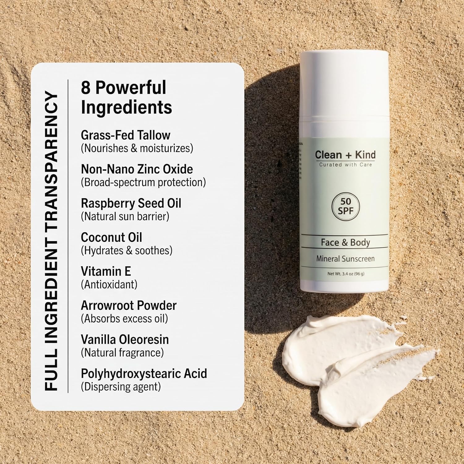 Tallow Mineral Sunscreen SPF 50 for Face and Body 3.4 oz - Image 7