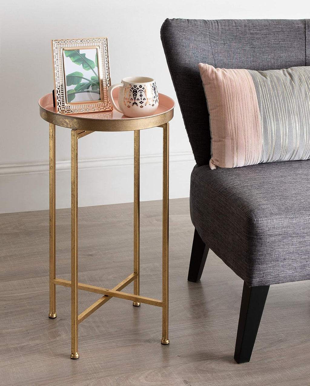 Celia Round Tray Table with Light Pink