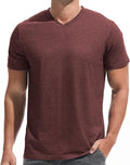 Close up of a men's premium V-neck t-shirt showing the fitted fabric texture and neckline detail.