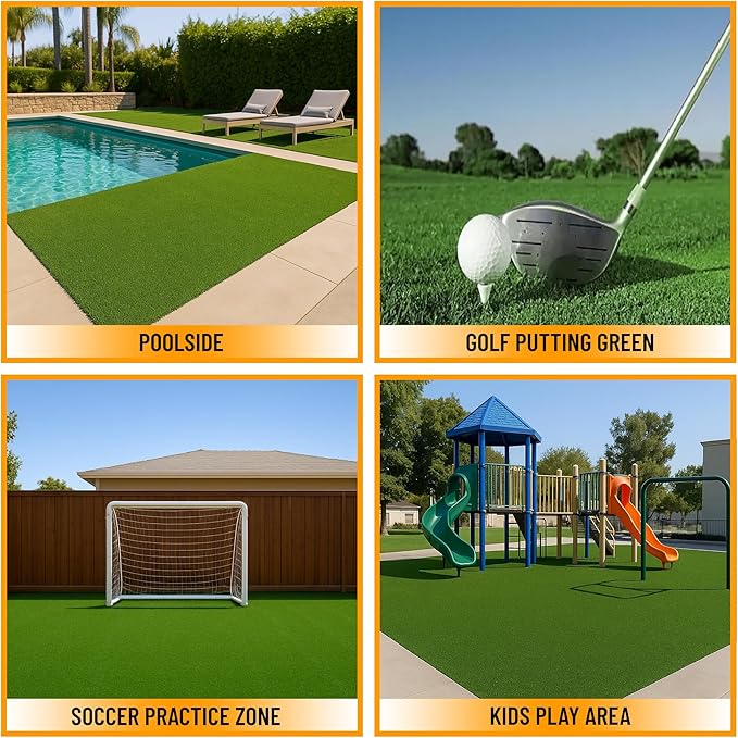 Ottomanson Artificial Turf Golf Hitting Mat 6'6" x 18' Indoor/Outdoor Waterproof Synthetic Fake Grass for Putting Practice Baseball Football Sports Gym Backyard, Custom Size 2' up to 30'
