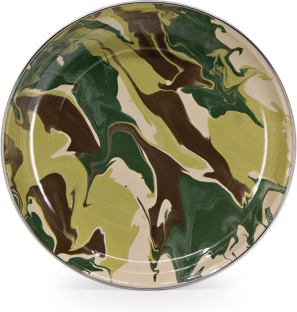 Set of 4 Enamelware 10-Inch Pasta Plates in Camouflage Pattern