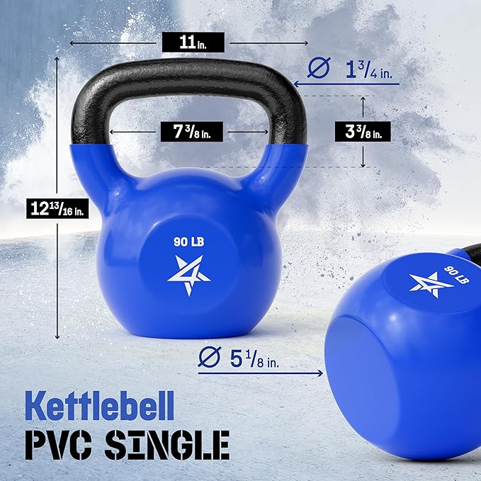 Yes4All 5-100 LB Kettlebells Vinyl Coated Cast Iron for Dumbbell Weights Exercises, Gym, Fitness, Full Body Workout Equipment Push up, Grip and Strength Training
