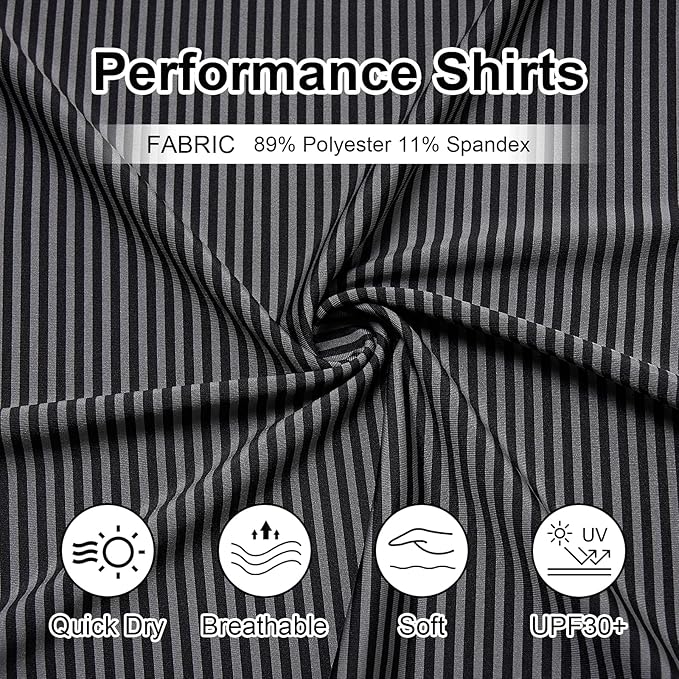 Men's Striped Performance Golf Polo Shirt - Moisture Wicking
