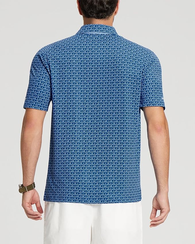 Reflective Striped Men's Golf Polo - Moisture Wicking Performance
