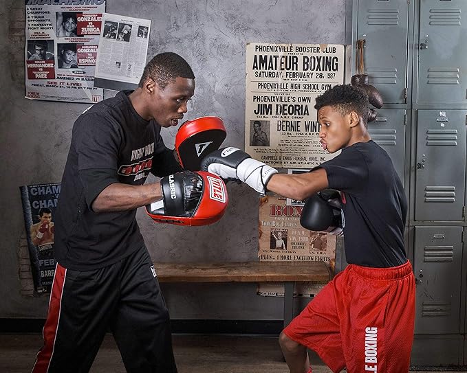 Title Boxing Classic Charge Punch Mitts, Black/Red
