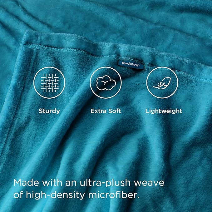 Bedsure Fleece Blankets Queen Size Teal - Bed Blanket Soft Lightweight Plush Fuzzy Cozy Luxury Microfiber, 90x90 inches