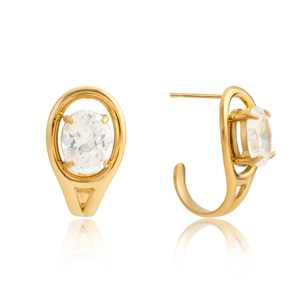 18K Gold Zircon Stud Earrings for Women Minimalist Luxury Jewelry
