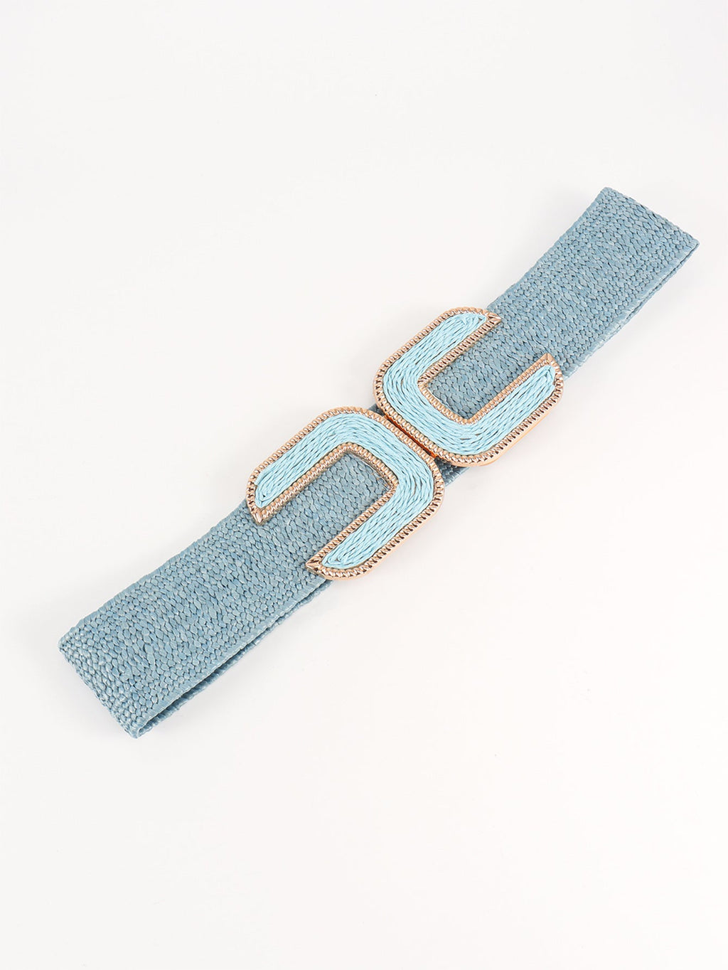 Wide Braid Stretch Belt with Statement Buckle in Sage Green