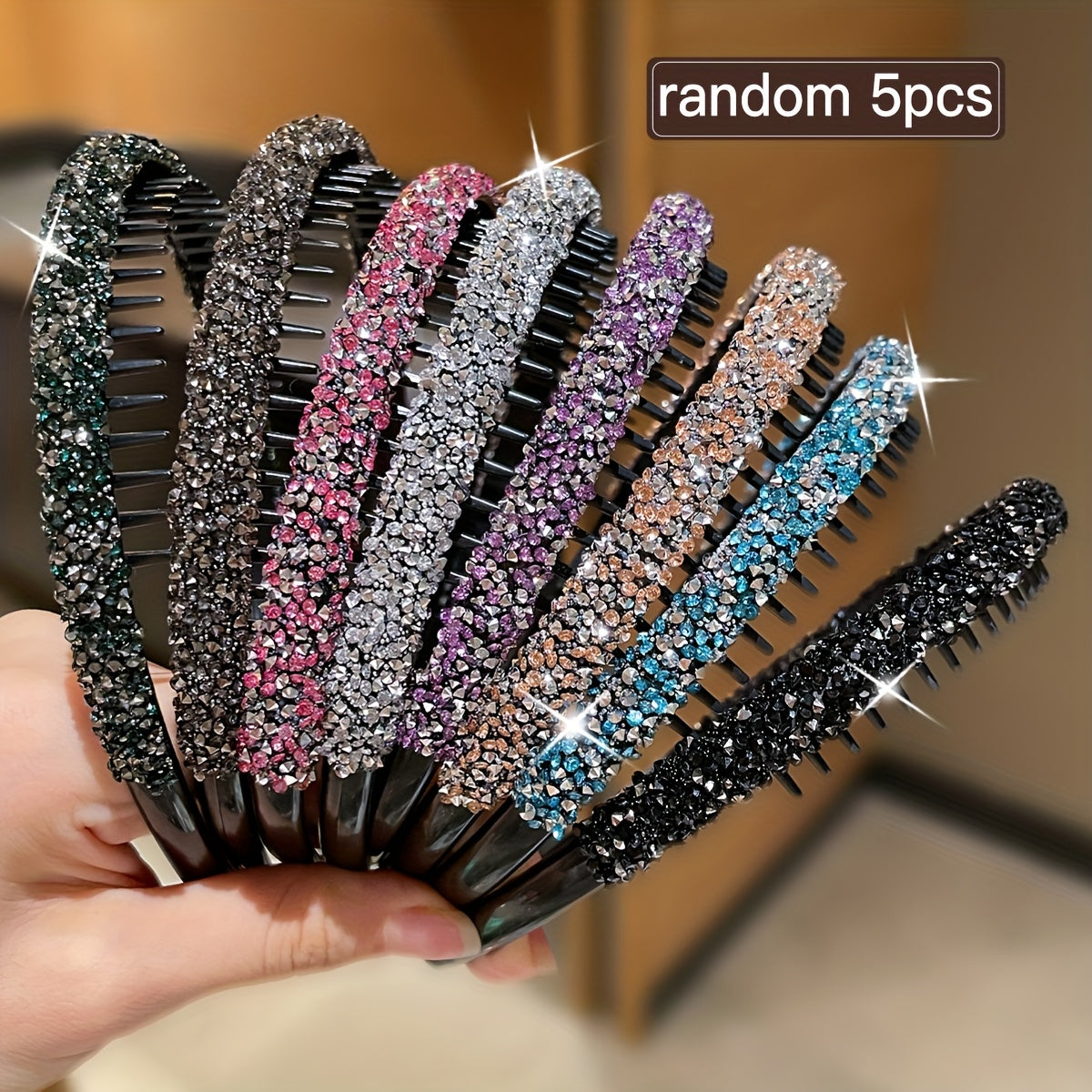 A Set of 5 Random Colorful And Glamorous Hairbands for Women