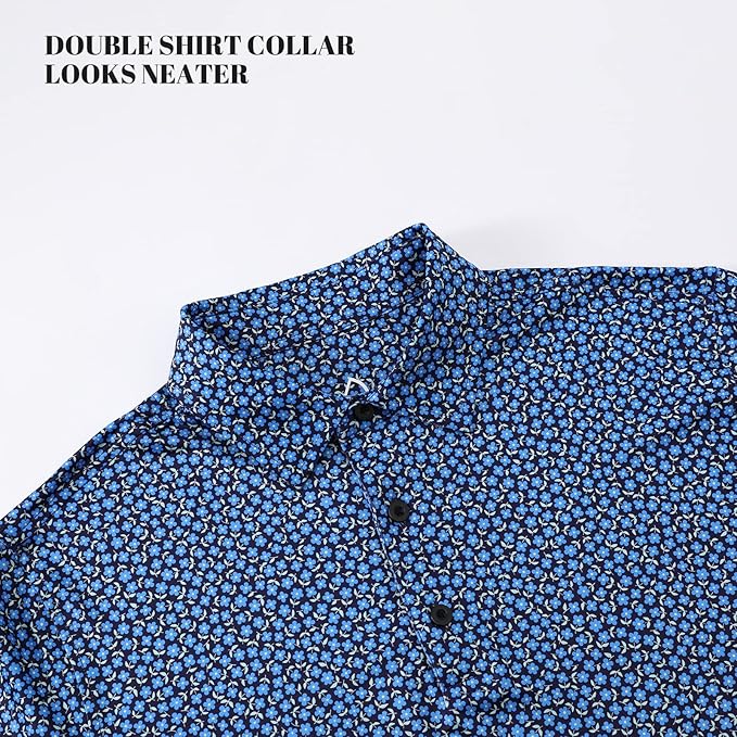Mens Floral Golf Polo Shirt Short Sleeve Dry Fit Athletic Top