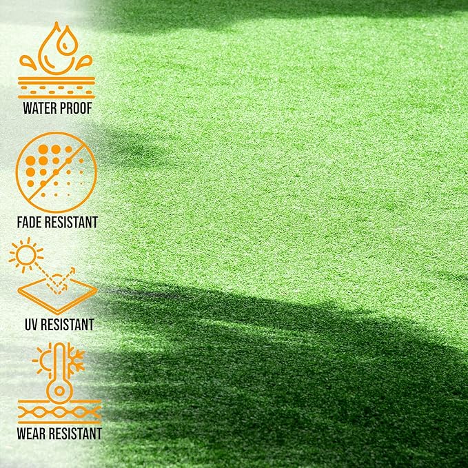 Ottomanson Artificial Turf Golf Hitting Mat 6' x 6'6" Indoor/Outdoor Waterproof Synthetic Fake Grass for Putting Practice Baseball Football Sports Gym Backyard, Custom Size 2' up to 30'