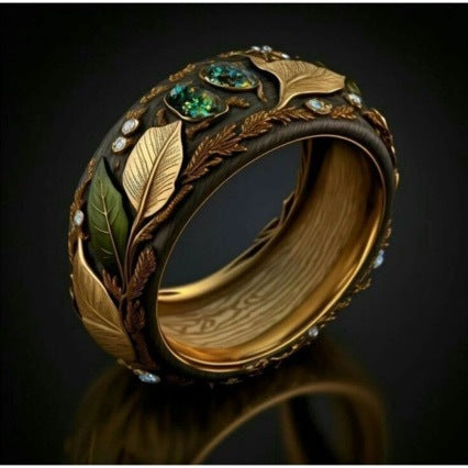 Malachite Branch And Vine Design Ring