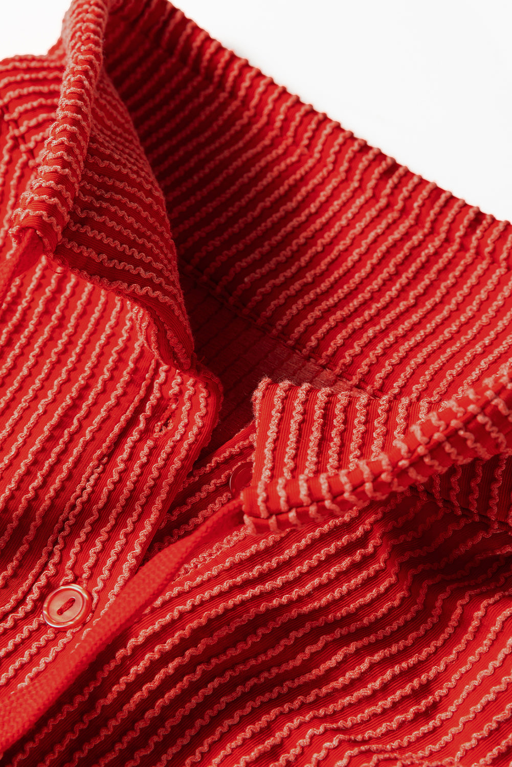 Corded Knit Half-Button Collared Top