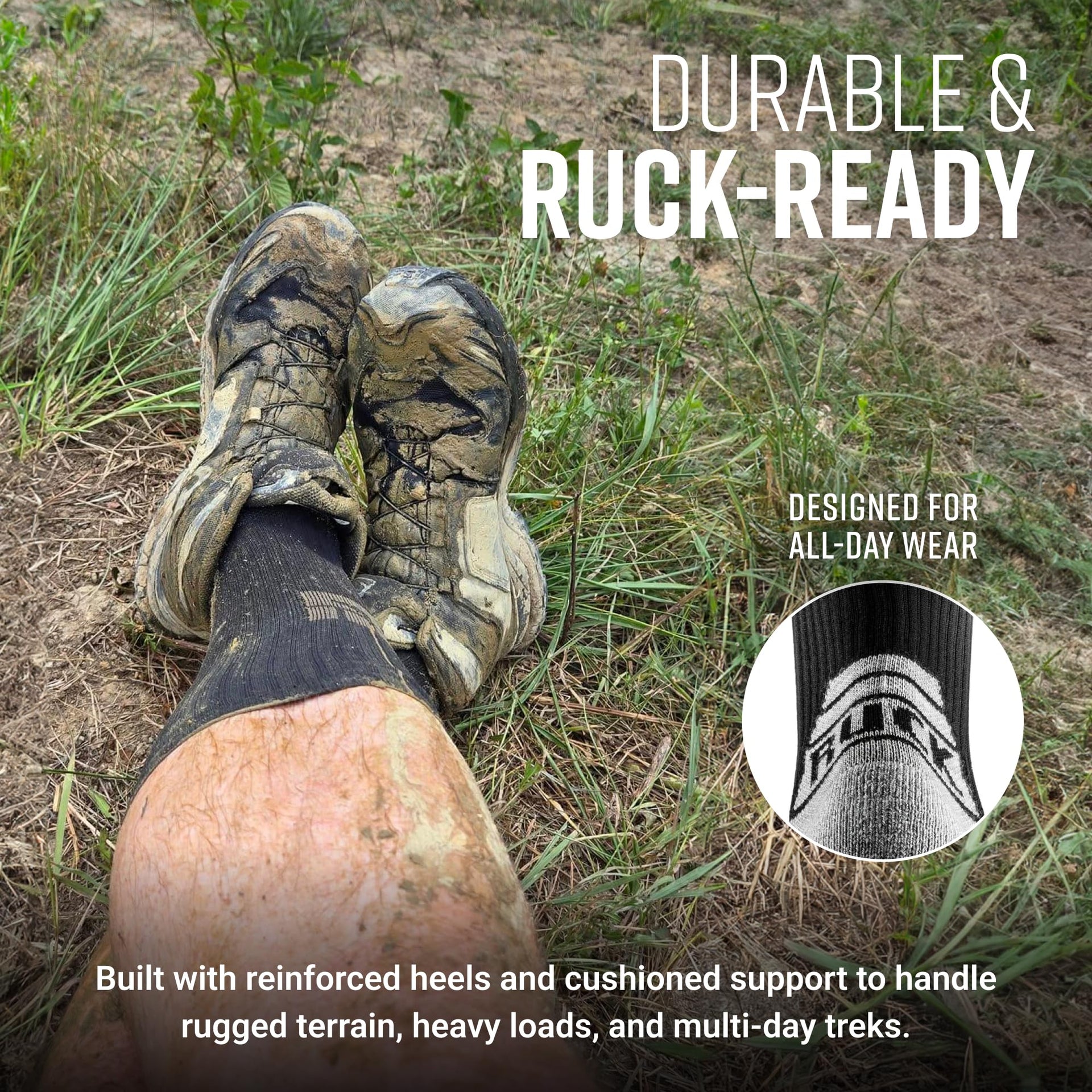 MudGear Ruck Sock (Black/Gray)