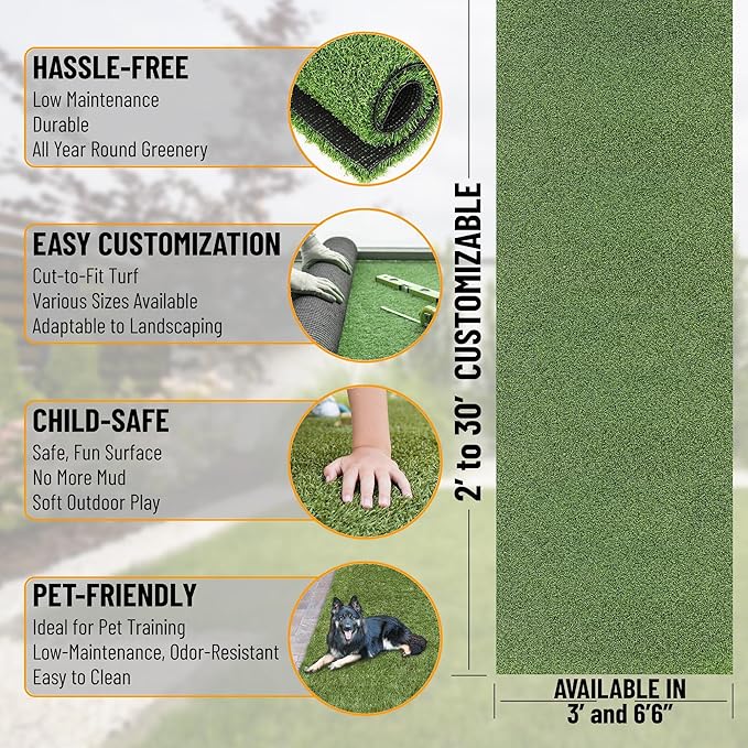 Ottomanson Artificial Turf Golf Hitting Mat 3' x 6' Indoor/Outdoor Waterproof Synthetic Fake Grass for Putting Practice Baseball Football Sports Gym Backyard, Custom Size 2' up to 30' (Pack of 2)