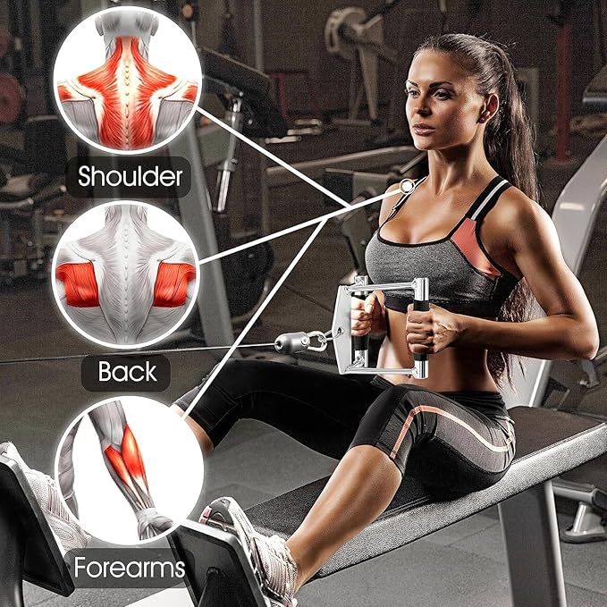 Yes4All Tricep Press Down Cable Machine Attachment Set, LAT Pulldown Attachment, Cable Machine Accessories for Home Gym