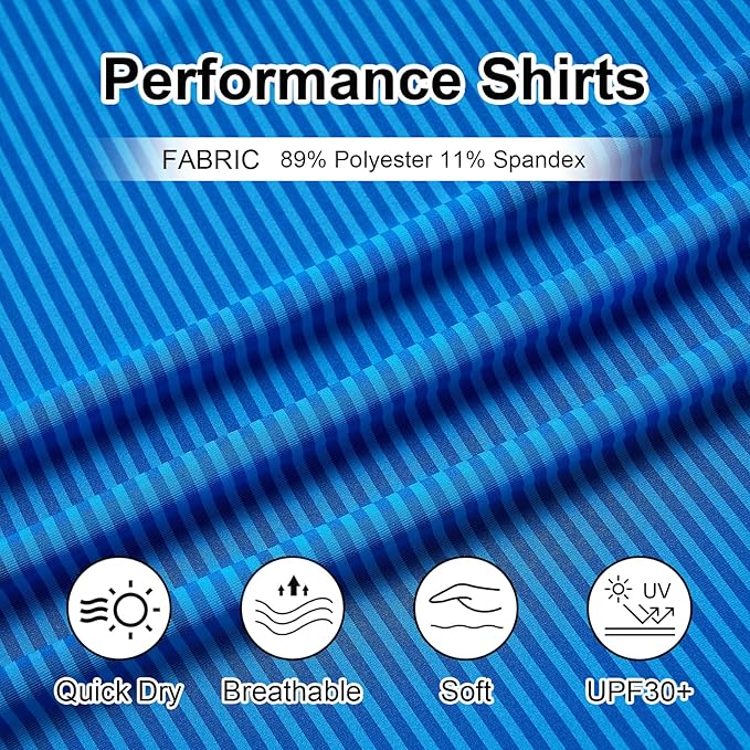 Men's Striped Golf Polo Shirt - Moisture Wicking Performance Sport