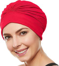 BEEMO Swim Caps for Women Swimming Turban Polyester Latex Lined Pleated for Ladies