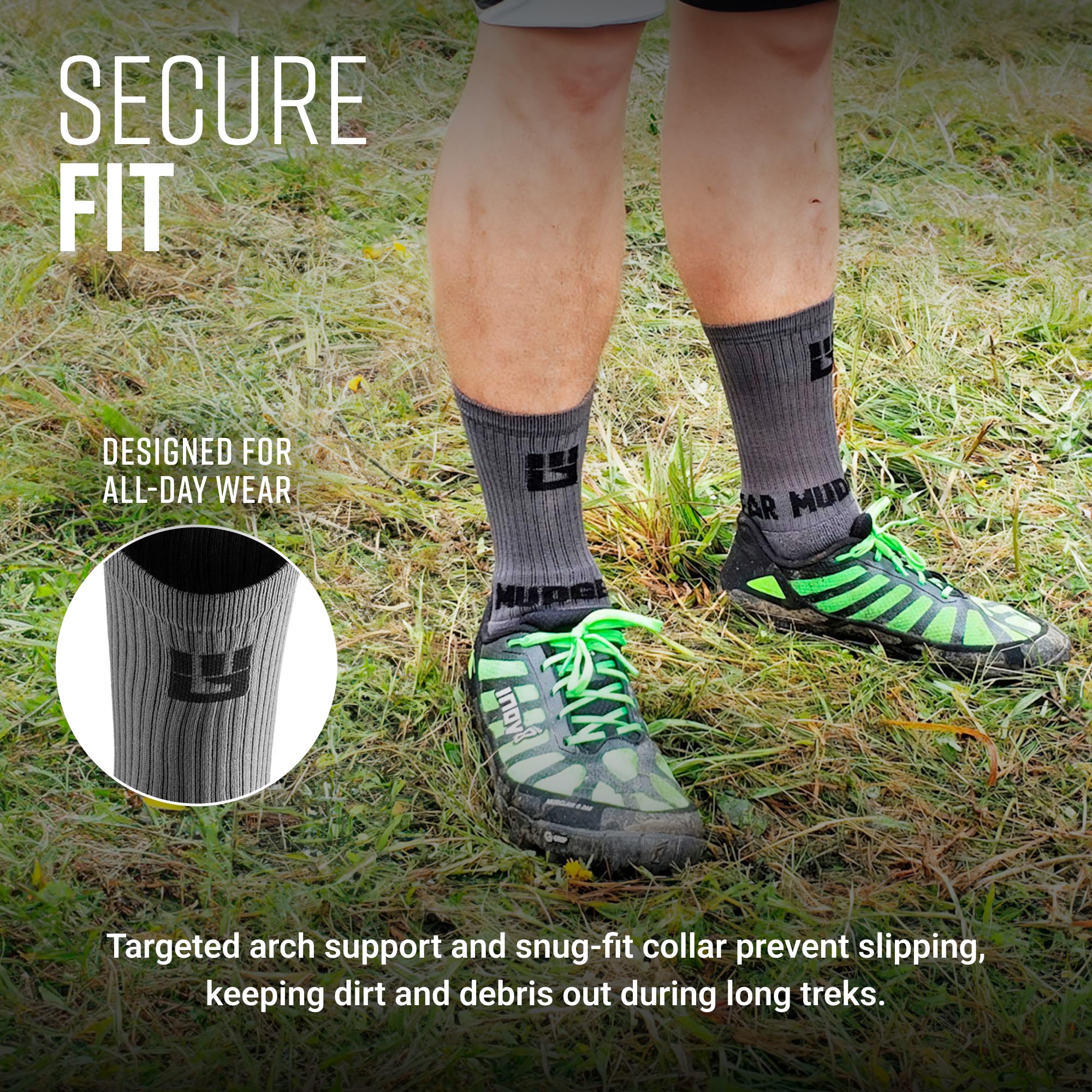 Performance Hiking/Trekking Sock - Gray/Black (2 Pair Pack)