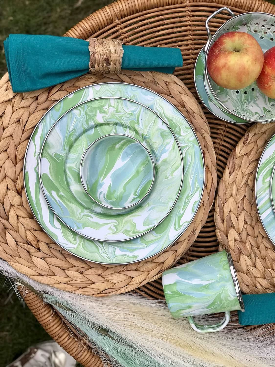 Modern Monet Enamelware Salad Bowls - Set of 4