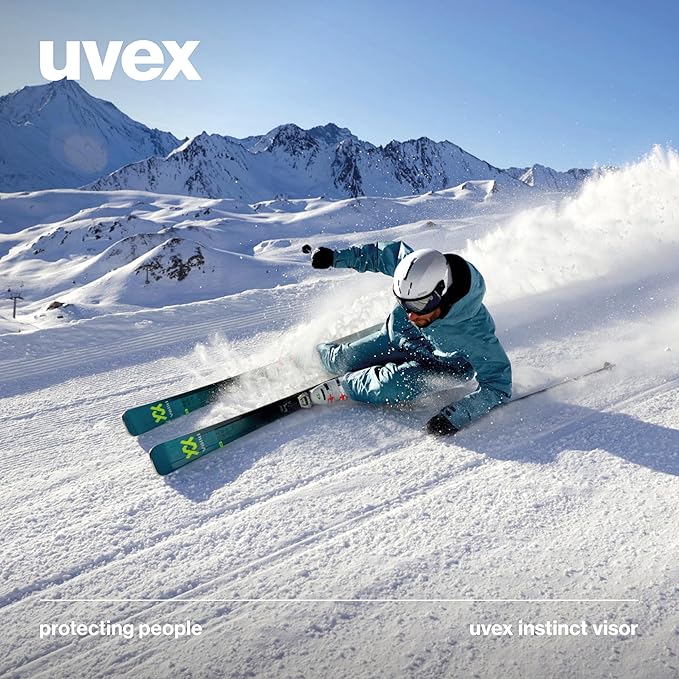 uvex Instinct Visor - Adjustable ski & Snowboard Helmet with Integrated Visor for Women & Men - White-Black Matte - Medium