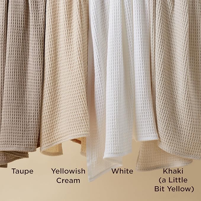 Bedsure 100% Cotton Blanket King Size for Bed - Breathable and Soft, Waffle Weave Blanket for Summer, Thick Cozy Fall Blankets for Women Gift, Yellowish Cream, 104x90 inches