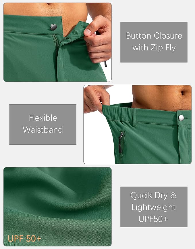 Pudolla Men's Hiking Cargo Shorts 9" Lightweight Outdoor Work Shorts for Men Travel Golf Camping Casual with 5 Zipper Pockets