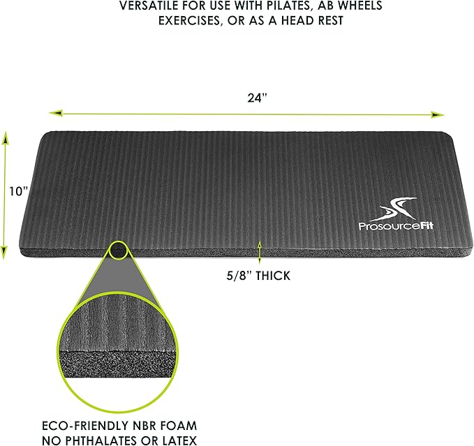 ProsourceFit Extra Thick Yoga Knee Pad and Elbow Cushion 15mm (5/8”) Fits Standard Mats for Pain Free Joints in Yoga, Pilates, Floor Workouts