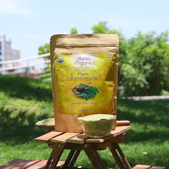 USDA Organic Moringa Powder 1 lb – Premium Moringa Oleifera Leaf Powder | Non-GMO, Gluten-Free, Vegan Superfood – Raw, Pure, Nutrient-Rich Moringa for Smoothies, Cooking & Baking